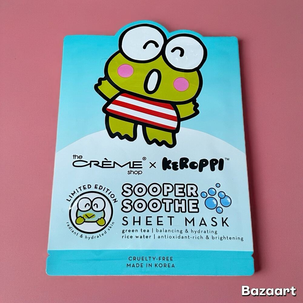 One The Creme Shop Sanrio Keroppi Face Sheet Mask Green Tea Rice water Korean